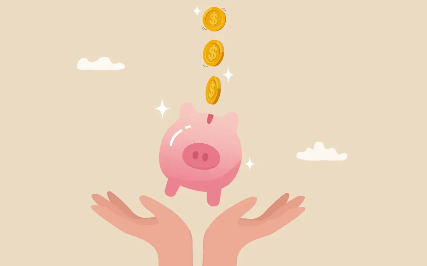Illustration of a piggy bank tipping over mid-fall